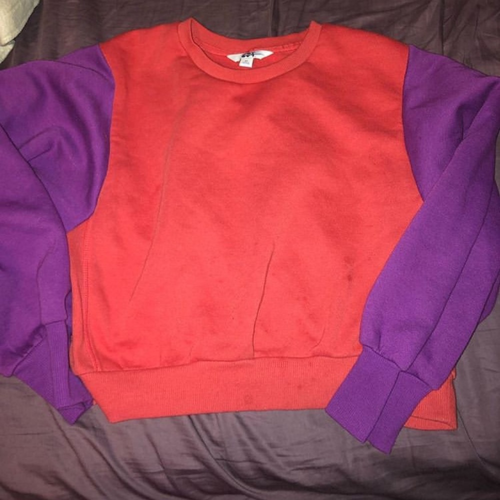 Cropped Color Block Sweatshirt